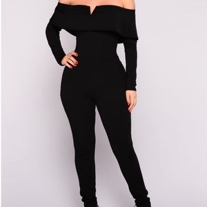 Fashion Nova Very V Wire Jumpsuit Black XL